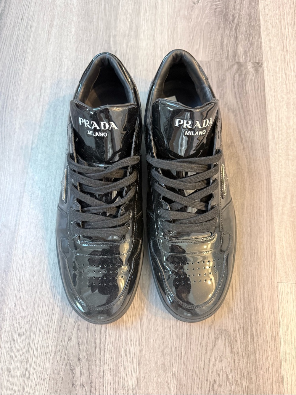 Prada Black Patent Leather Men's Sneakers